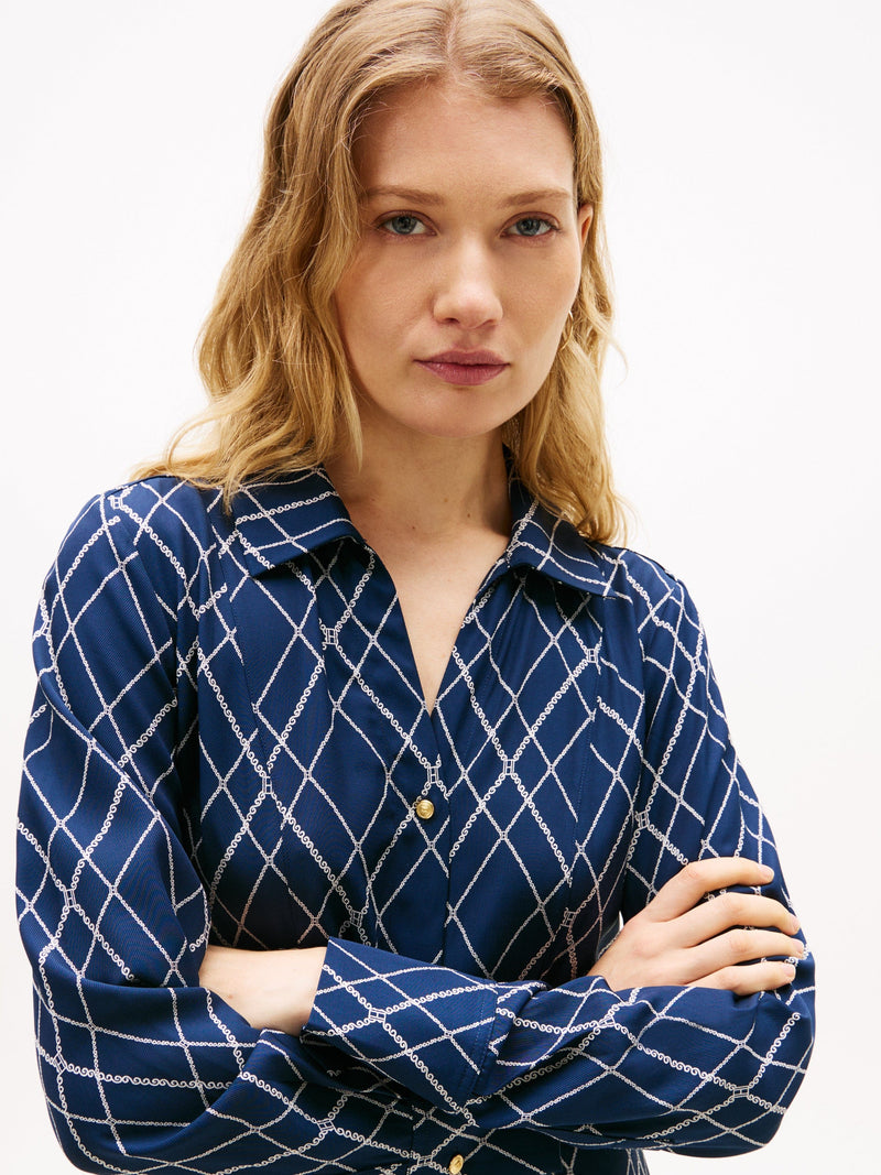 Load image into Gallery viewer, Tommy Hilfiger Womens Argle Print Navy Midi Dress
