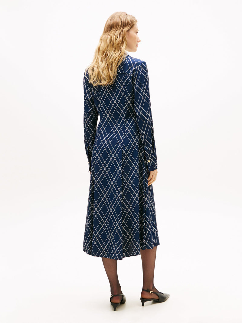 Load image into Gallery viewer, Tommy Hilfiger Womens Argle Print Navy Midi Dress
