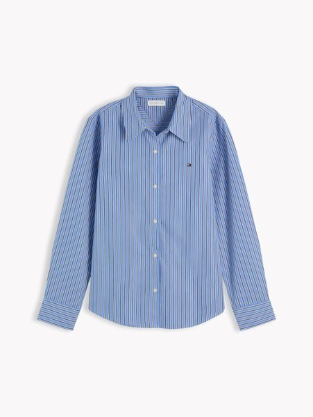 Load image into Gallery viewer, Tommy Hilfiger Womens Poplin Regular Fit Striped Shirt - New York Blue
