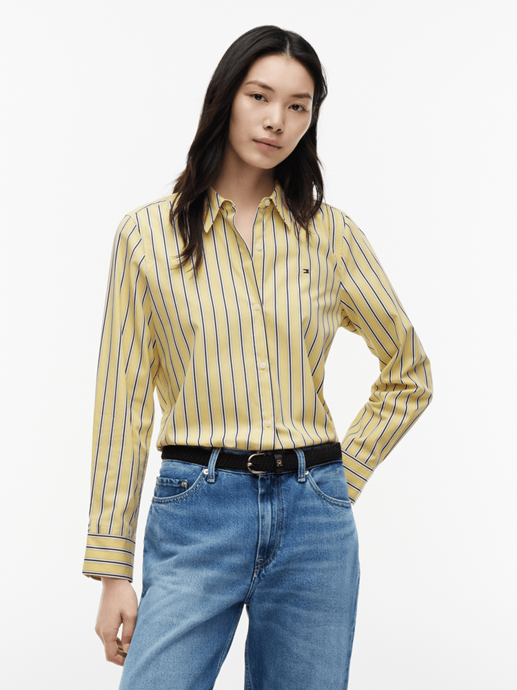 Load image into Gallery viewer, Tommy Hilfiger Womens Regular Fit Striped Poplin Shirt
