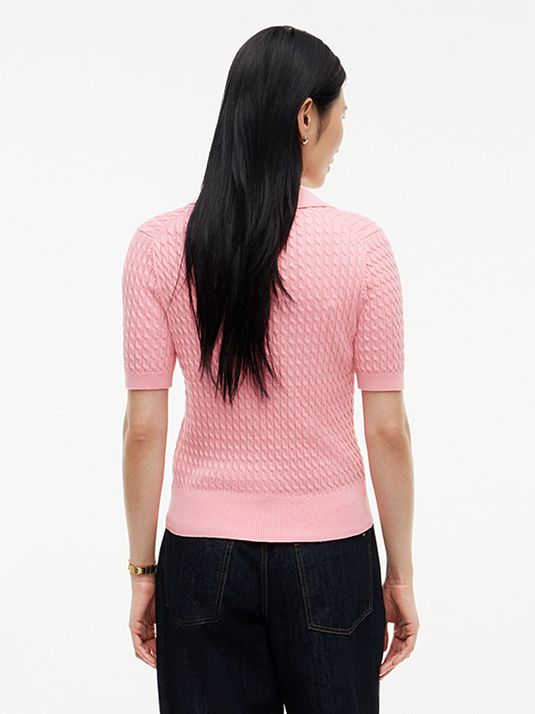 Tommy Hilfiger Womens Cable Knit Short Sleeve Polo