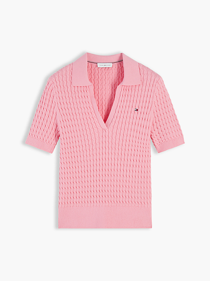 Load image into Gallery viewer, Tommy Hilfiger Womens Cable Knit Short Sleeve Polo
