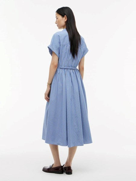 Tommy Hilfiger Womens Belted Slim Midi Shirt Dress - New York Blue