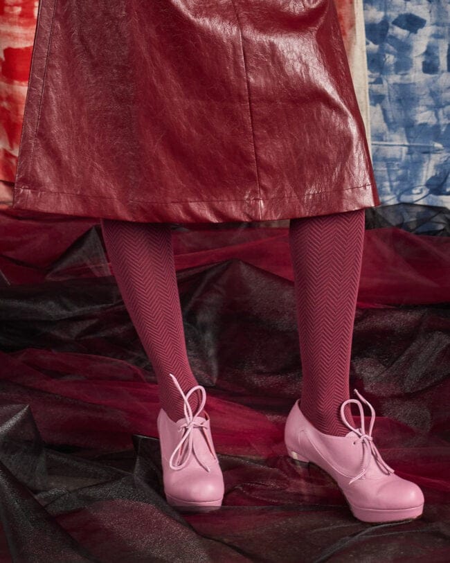 Load image into Gallery viewer, Tightology Womens Weave Bordeaux Organic Cotton Tights
