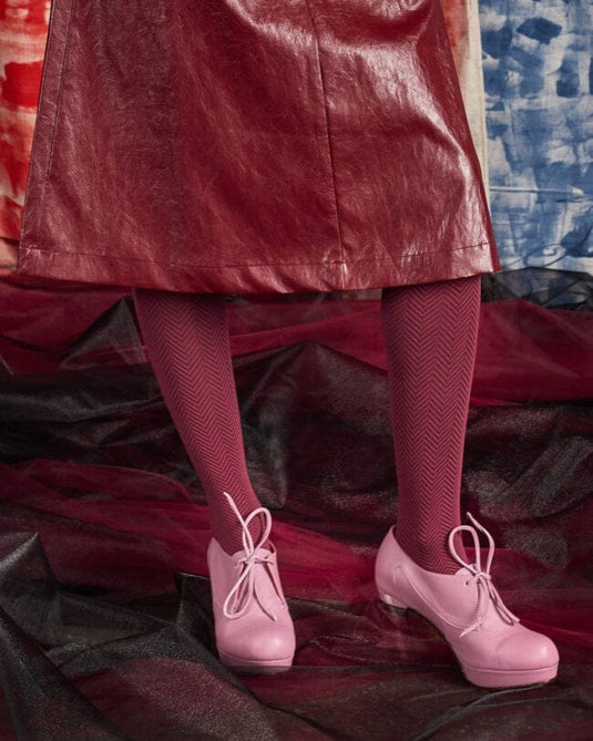 Tightology Womens Weave Bordeaux Organic Cotton Tights