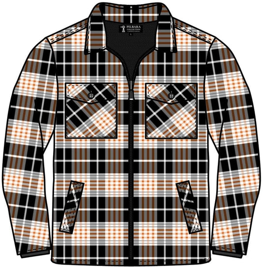 Pilbara Mens Sherpa Lined Jacket - Black/Orange/White