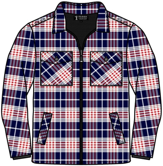 Pilbara Mens Sherpa Lined Jacket - Navy/Red/White