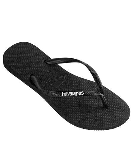 Load image into Gallery viewer, Havaiana Womens Slim Rubber Logo Black/White
