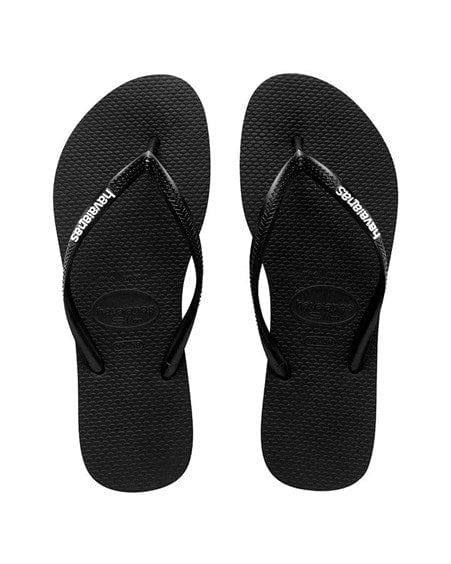 Load image into Gallery viewer, Havaiana Womens Slim Rubber Logo Black/White
