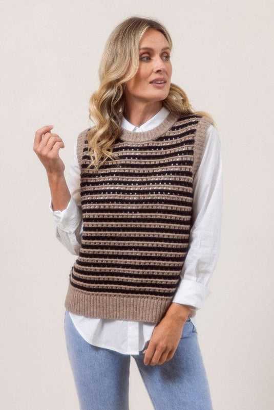 See Saw Womens Australian Wool/Nylon/Acrylic Pointelle Vest