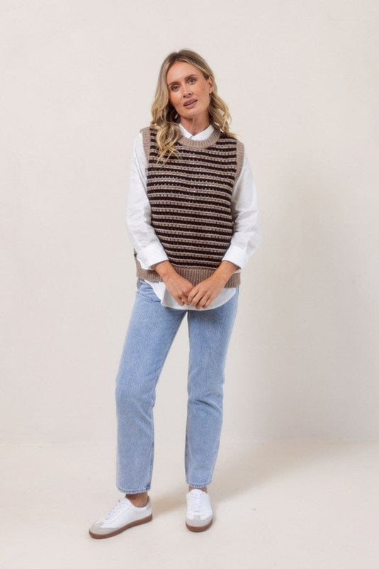 See Saw Womens Australian Wool/Nylon/Acrylic Pointelle Vest