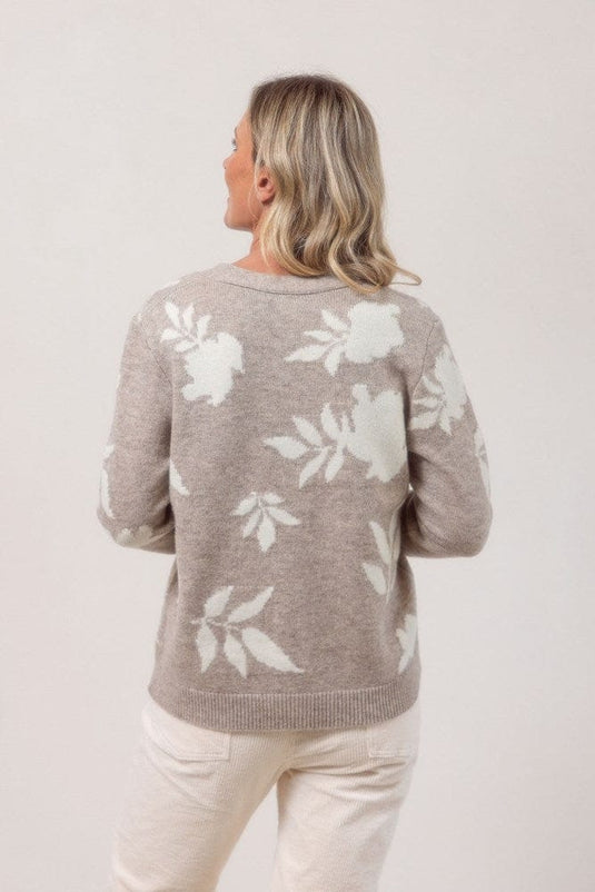 See Saw Womens Australian Wool/Nylon/Acrylic V Neck Floral Cardi