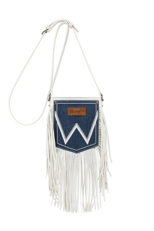 Wrangler Denim Pocket Fringe Bag - White