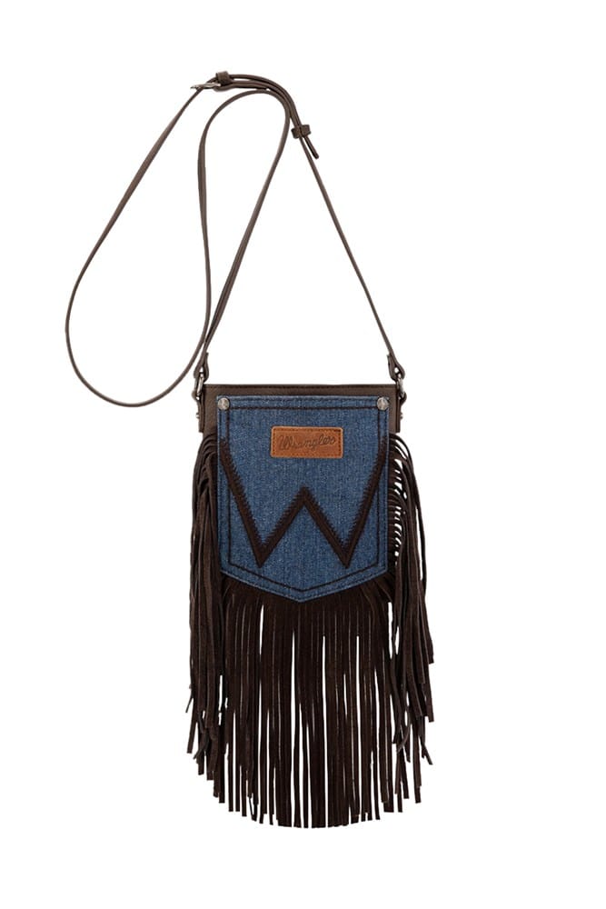 Load image into Gallery viewer, Wrangler Denim Pocket Fringe Bag - Chocolate
