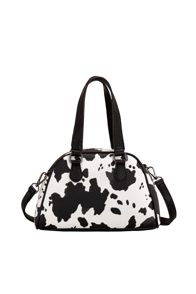 Load image into Gallery viewer, Wrangler Cow Print Handbag - Black
