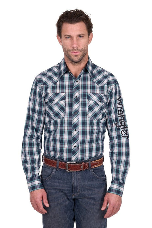 Wrangler Men’s Dustin Check Western Long Sleeve Shirt