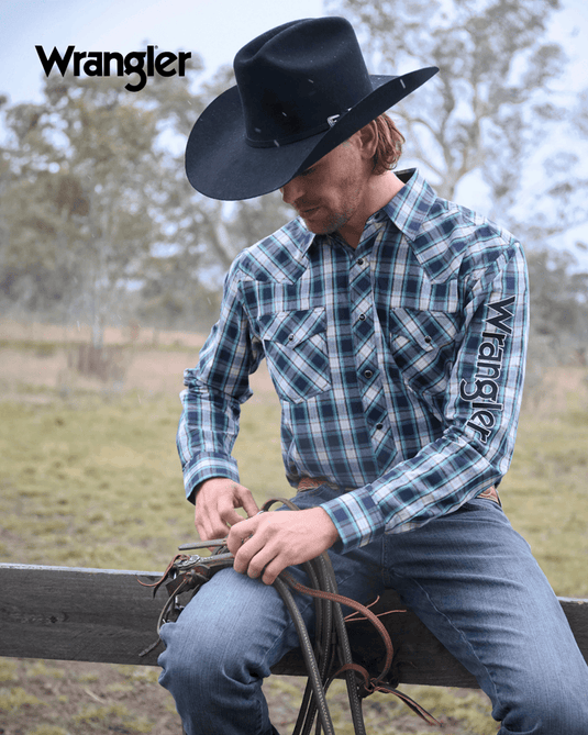 Wrangler Men’s Dustin Check Western Long Sleeve Shirt