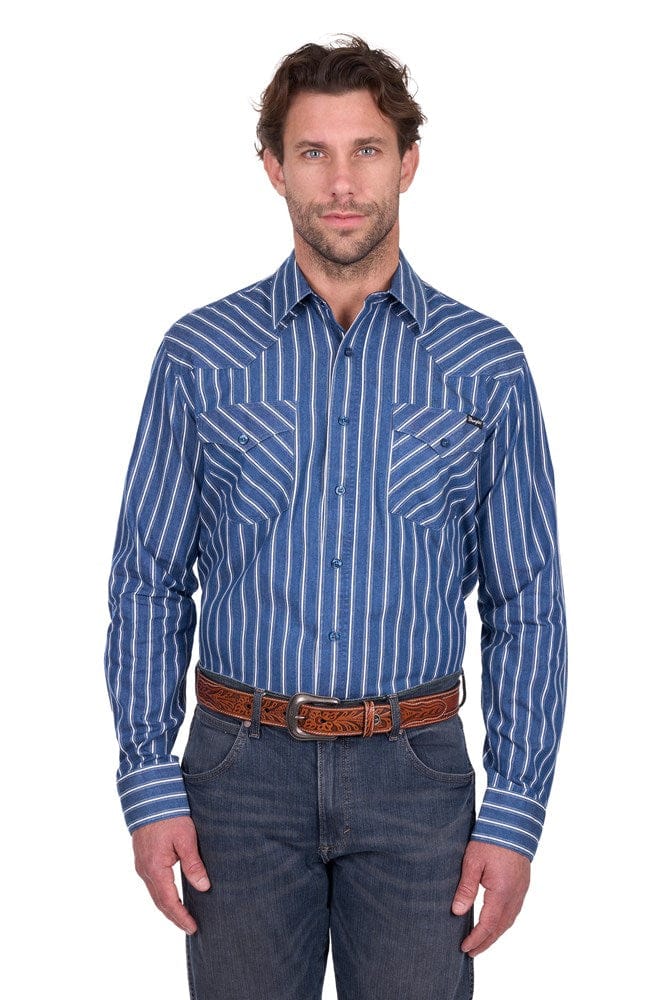 Load image into Gallery viewer, Wrangler Men’s Roy Stripe Western Button Down Long Sleeve Shirt
