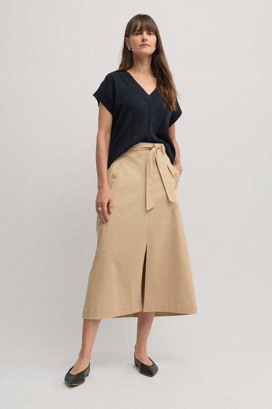 Yarra Trail Womens Nova Multi Button Skirt - Camel