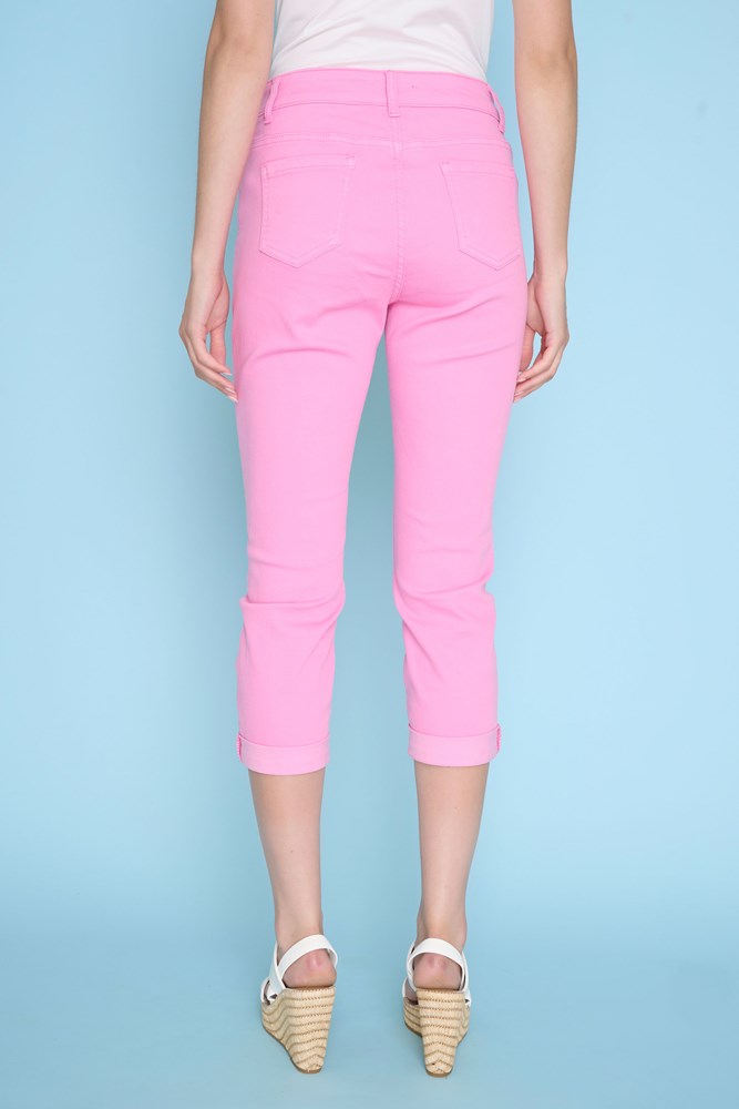 Load image into Gallery viewer, Picadilly Womens Cuffed Cropped Pink Jeans
