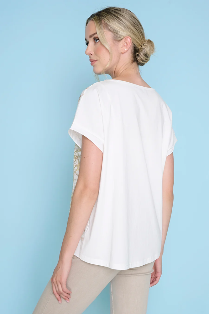 Load image into Gallery viewer, Picadilly Womens Solid Trim Printed Top
