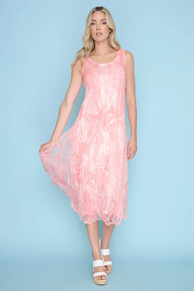 Load image into Gallery viewer, Picadilly Womens Burn Out Mesh Overlay Sleeveless Dress
