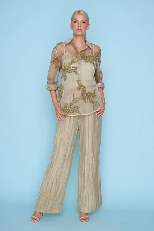 Picadilly Womens Sequined Embroidered Shirt
