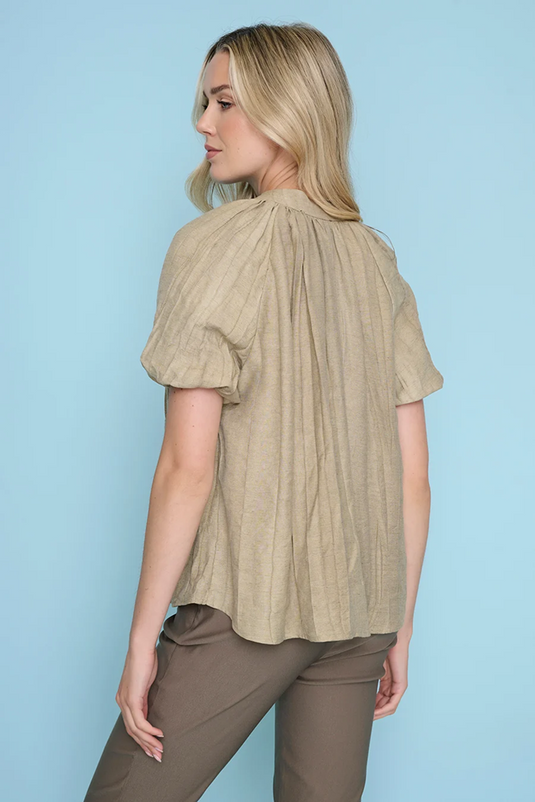 Picadilly Womens Crinkled Puff Sleeves Top