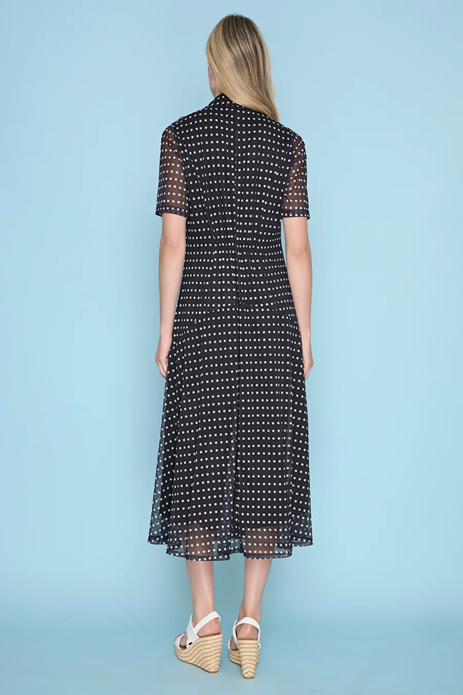 Load image into Gallery viewer, Picadilly Womens Polka-Dot Short-Sleeves Button-Down Long Dress
