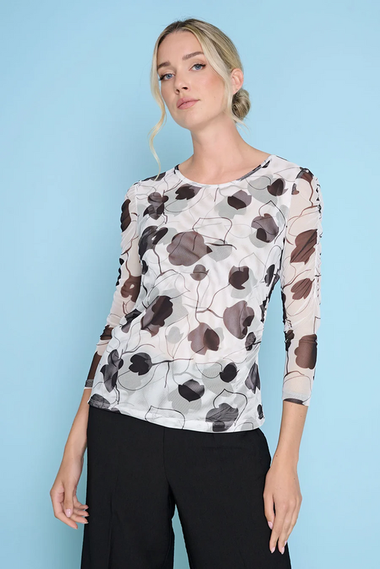 Picadilly Womens 3/4 Sleeves Ruched Top