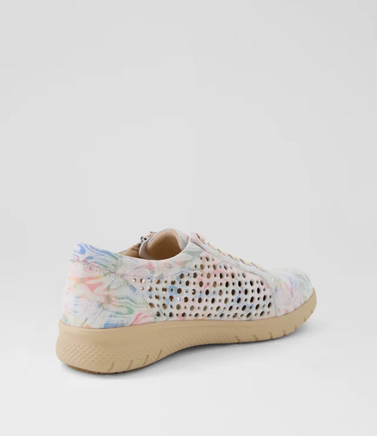 Ziera Womens Shovo Xf Nude Floral Leather Sneakers