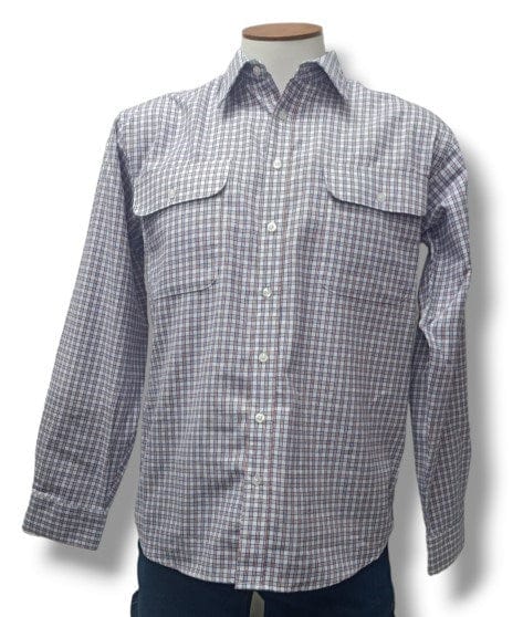 Bisley Mens Brushed Long Sleeve Check Shirt - White