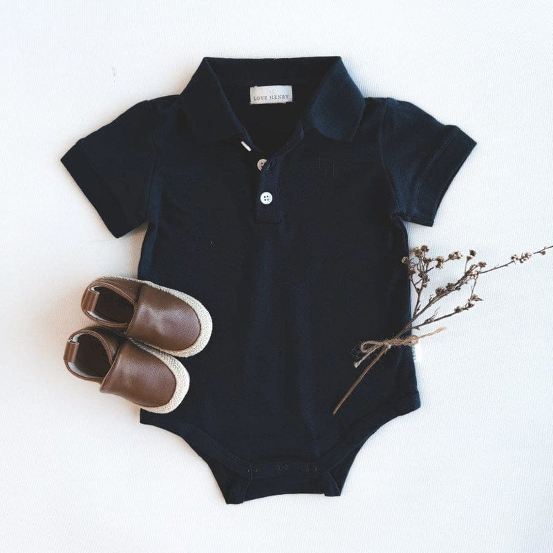 Load image into Gallery viewer, Love Henry Baby Boys Polo Romper - Navy
