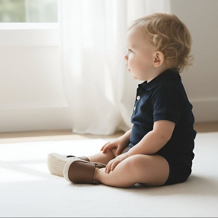 Load image into Gallery viewer, Love Henry Baby Boys Polo Romper - Navy
