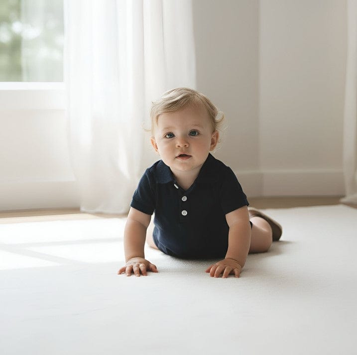 Load image into Gallery viewer, Love Henry Baby Boys Polo Romper - Navy
