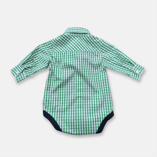 Love Henry Baby Boys Dress Shirt Romper - Bright Green Check