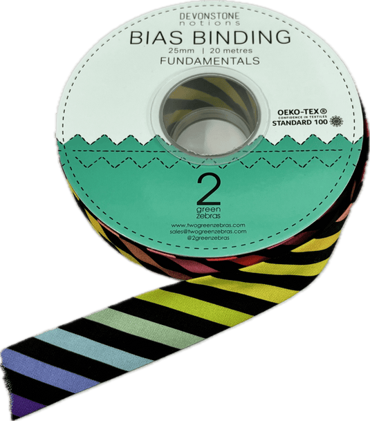 Two Green Zebras 25mm Bias Binding
