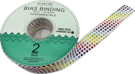 Two Green Zebras 25mm Bias Binding