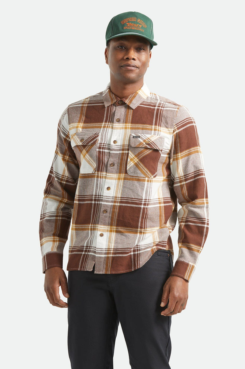 Load image into Gallery viewer, Brixton Mens Bowery Ultra Flannel Shirt - Chocolate/Off White
