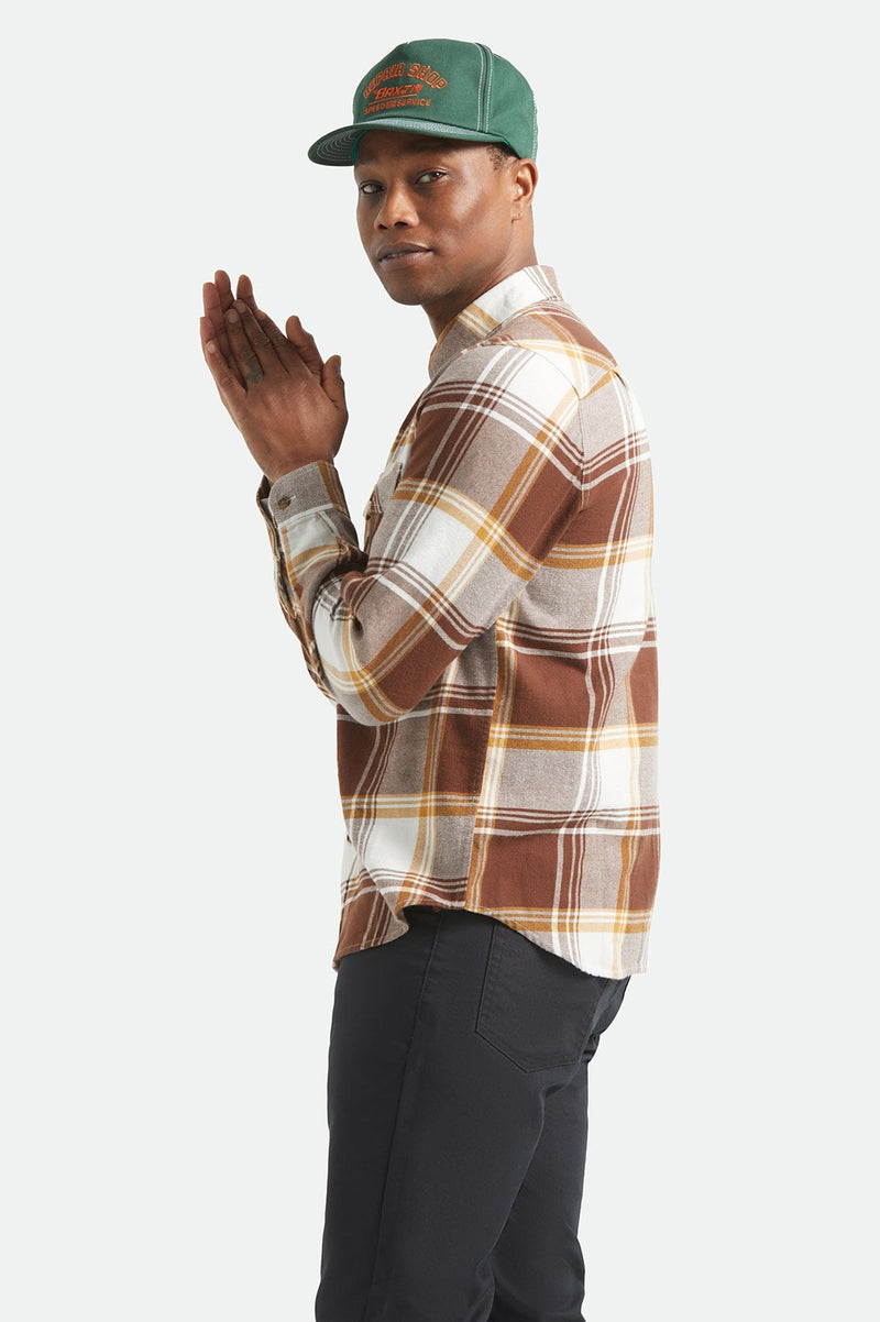 Load image into Gallery viewer, Brixton Mens Bowery Ultra Flannel Shirt - Chocolate/Off White
