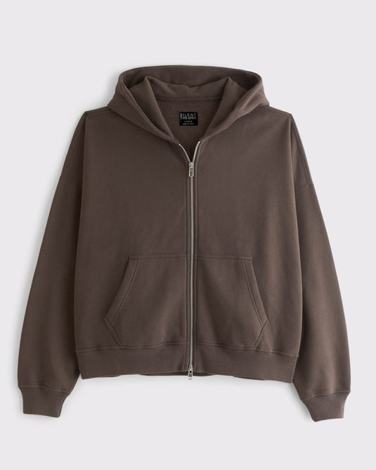Silent Theory Mens Box Zip Hoodie - Brown