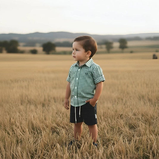 Love Henry Boys Dress Shirt - Bright Green Check