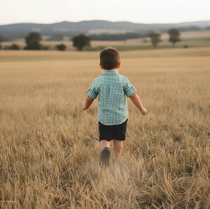 Load image into Gallery viewer, Love Henry Boys Dress Shirt - Bright Green Check
