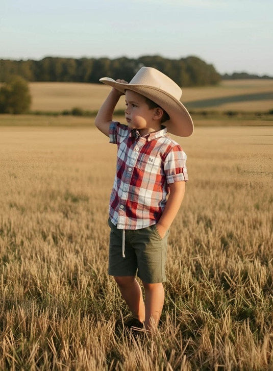 Love Henry Boys Dress Shirt - Red Plaid