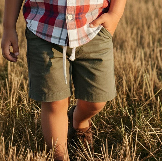 Love Henry Boys Sonny Shorts - Green Linen