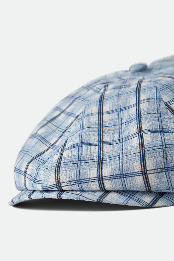 Load image into Gallery viewer, Brixton Mens Brood Snap Cap - Blue Window Plaid
