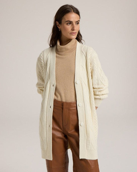 Yarra Trail Womens Cable Cardigan - Ecru