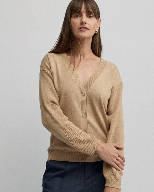 Yarra Trail Womens Cafe Cardigan - Camel Marle