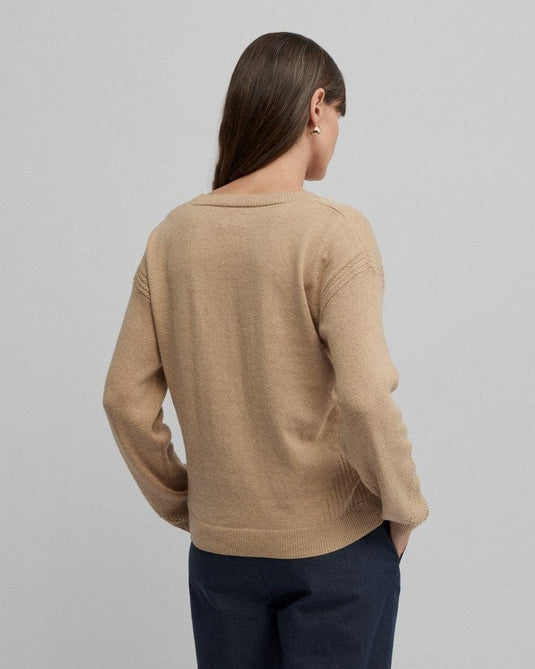 Yarra Trail Womens Cafe Cardigan - Camel Marle