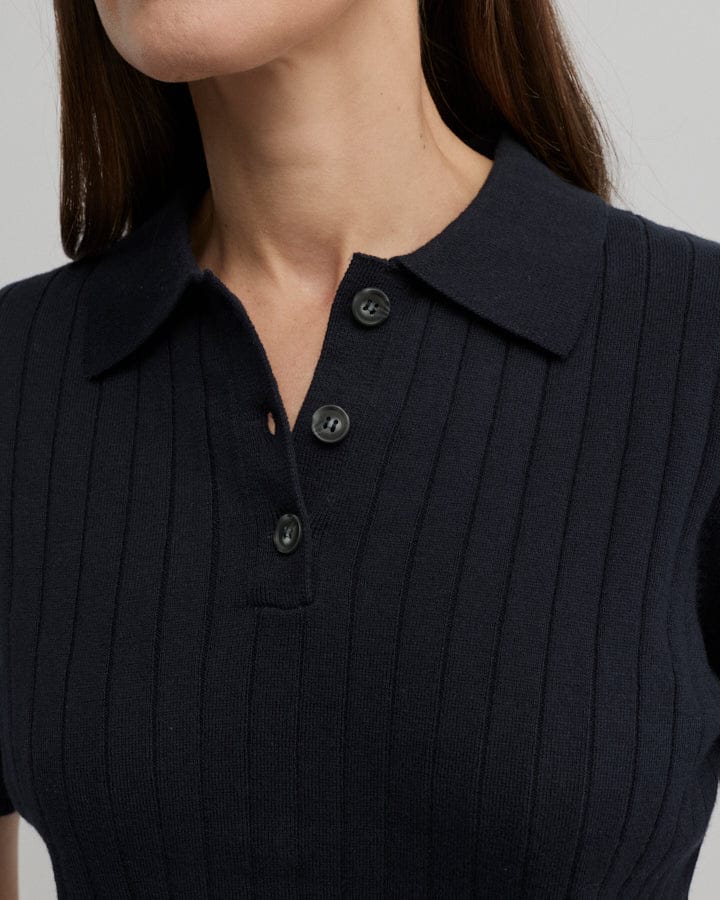 Load image into Gallery viewer, Yarra Trail Womens Cafe Knit Polo - Navy
